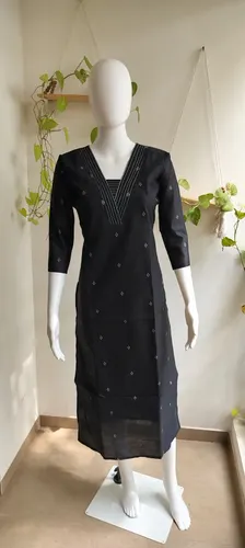 Premium Silk Cotton kurti - Black